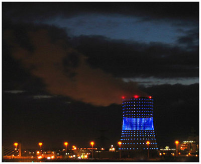 Cooling tower by night
