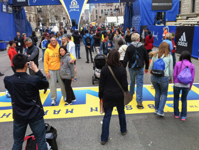 Visiting the finish line the day before the race