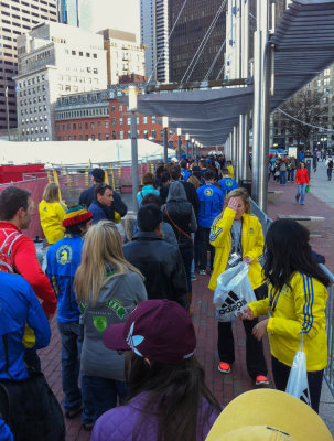 Waiting in line for the Pasta Dinner at City Hall Plaza
