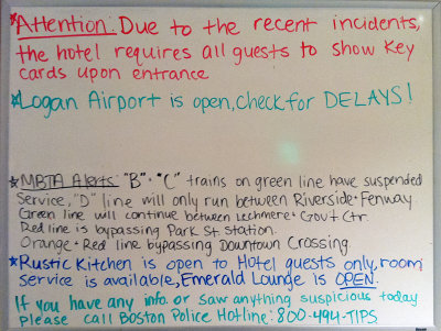 Our hotel was put on lock-down and this sign was placed in the lobby