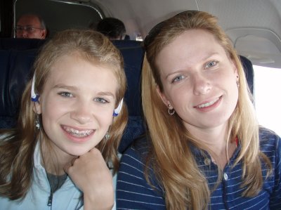 Rebecca and Amanda on the Plane