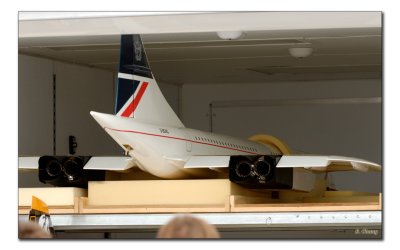 How the Concord arrived...in a box trailer with the A10 and the damaged blue jet