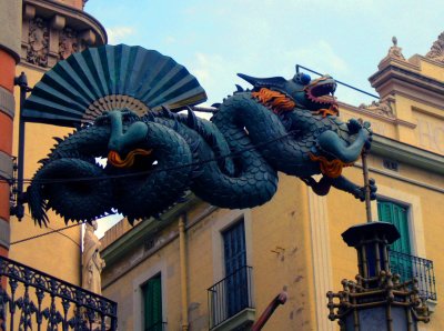 Art nouveau decorations on Casa Bruno on Las Ramblas.