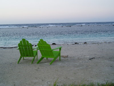green beach chairs