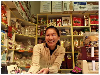 Sweet seller's sweet smile