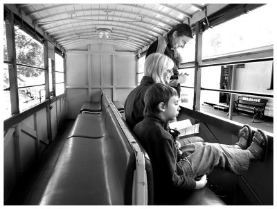 A family onboard the Puffing Billy