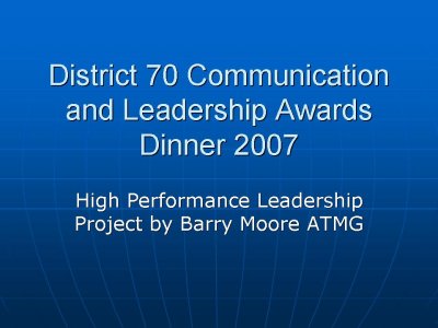 2007 Communication and Leadership Report Speech