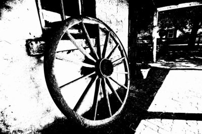 Wagon wheel on the homestead wall - reprise