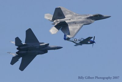 Heritage Flight F-15, Mustang, and F-22
