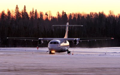 Exiting rwy 18 at La Ronge early morning to pick up more pax.