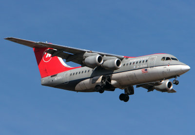 The 'SmurfJet', on final runway 09 Saskatoon, SK.
