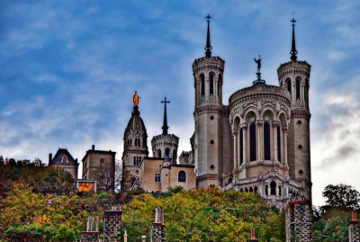 Notre Dame Basilica, evening in Lyon