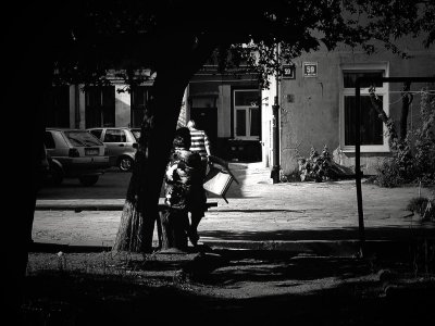 Man with a chair