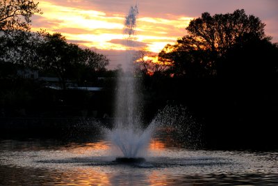 Fountain in the sunset ...