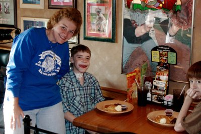 At the pancake fundraiser at Applebee's!