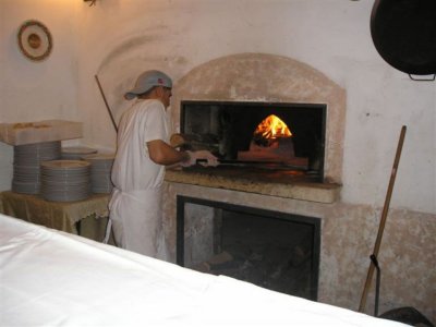 Pizza oven the first night in Rome.
