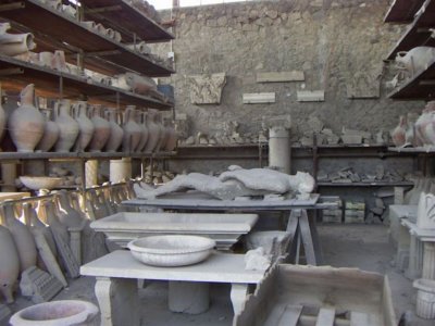 A human, as he died in Pompei after Mount Vesuvius erupted