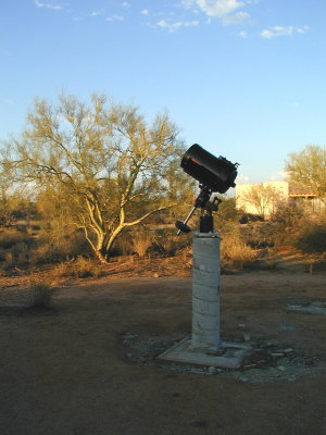 The telescope at home on its pier.
Celestron C-11.
