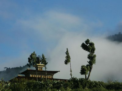 Misty morning at Wangdue Phodrang