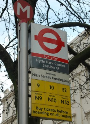 Bus stop at The Corner