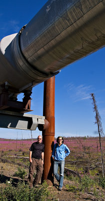 Trish and Brian under the Alaskan Oil Pipeline