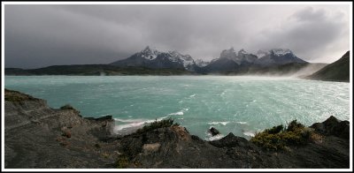 Cuernos del Paine & Lake Pehoe in the Wind