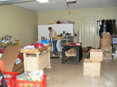 Joe cleaning main garage