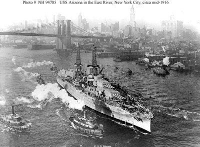 USS Arizona East River NYC 1916