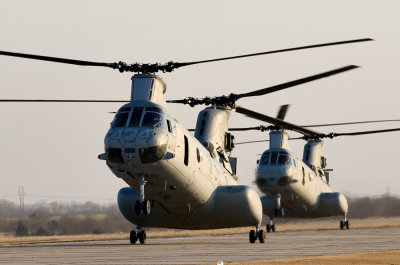 USMC CH46 Pair Landing