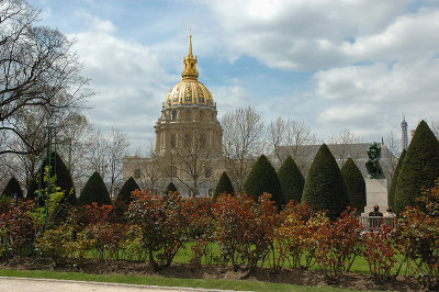 Gardens of the Muse Rodin w/Dome Church and Eiffel Tower in distance