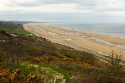 View of Omaha Beach from a bluff