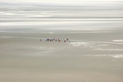 Hiking Party in the Bay at Low Tide