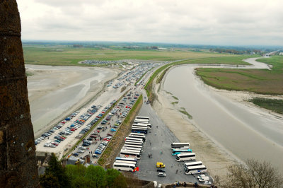 View of the Causeway and Parking Lot from the Abbey