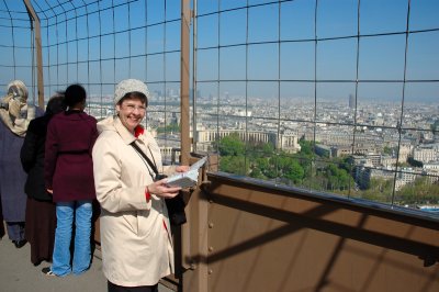 Glynda on the 2nd level of the Eiffel Tower