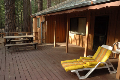 The deck of our cabin in Wawona
