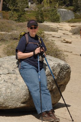 Glynda at Taft Point - ready for the return hike