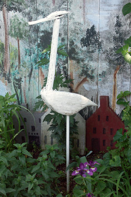 Wooden White Bird Sculpture