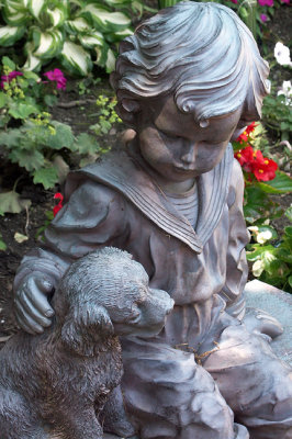Boy and Dog Sculpture