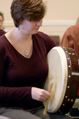 Sue Young with Bodhran