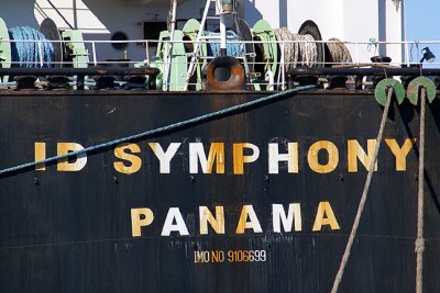 Id Symphony, stern detail (old name painted over)