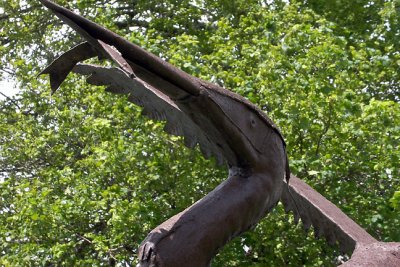 Heron fishing sculpture