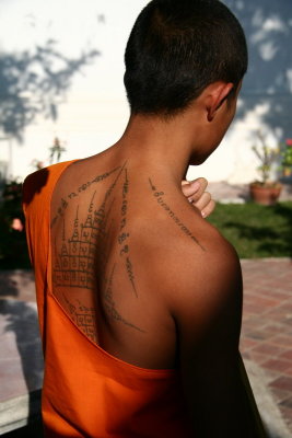 As lots of Asian people, monks also wear the tatoos - Luang Prabang - Laos