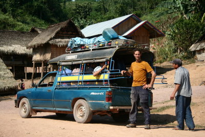 Finishing th boat trip on a truck to Luang nam tha