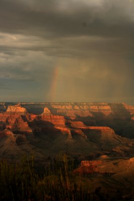 Sun setting at the Grand Canyon with storm