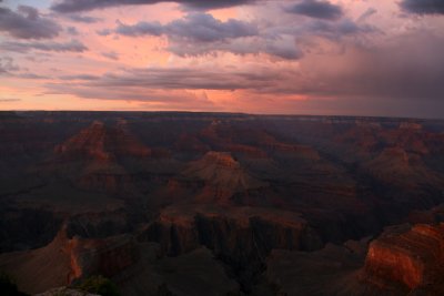 Sun setting at the Grand Canyon with storm