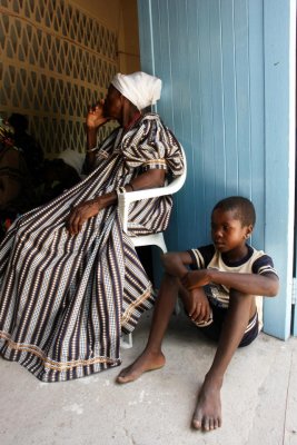 Listening to the Sermon at the Blue Church Door, Odibo, Namibia