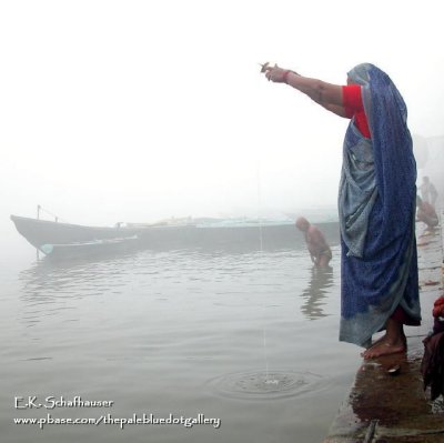 Prayer offering at the Ganges, Varinasi, India