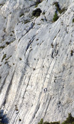 St Victoire, solitary climber and a big cliff