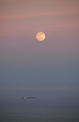 Full moon and ship