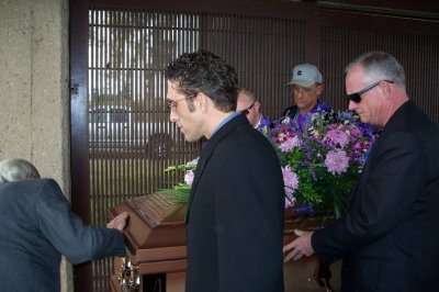 Pallbearers Dino, Son Michael & brother Ron in background.